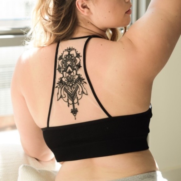 BellanBlue Other - PLUS boho Black  racerback mesh Seamless Bralette